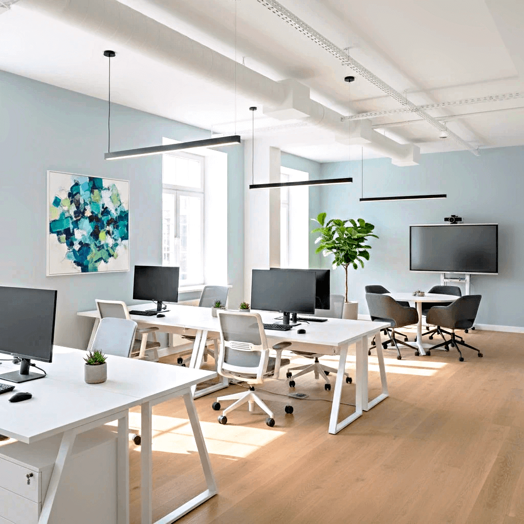 oficina recién reformada tras limpieza de obra